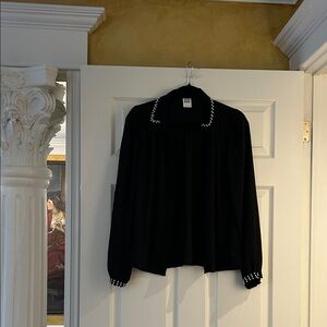 Vero Moda Black Long Sleeve Top with Pearl Trim